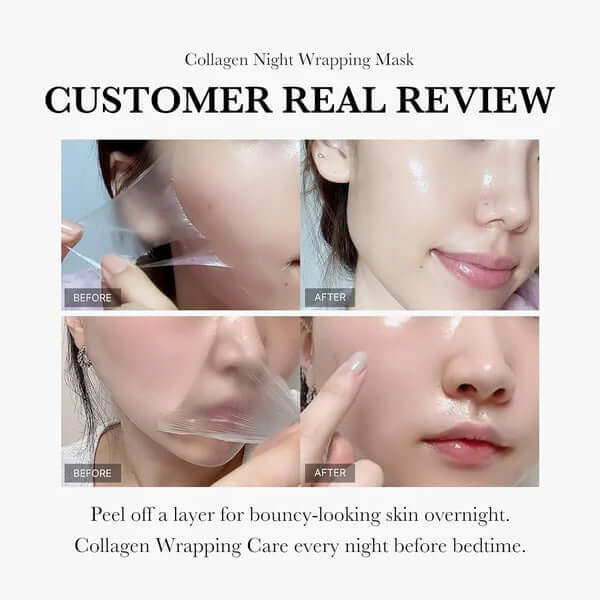 masque de nuit au collagène norelia beauty – Avis réel d'un client avec résultats avant et après.