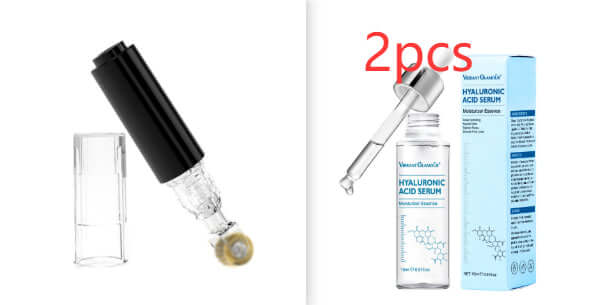 Rouleau de soin des lèvres 3 en 1 avec sérum d'acide hyaluronique et applicateur, 2 pièces.