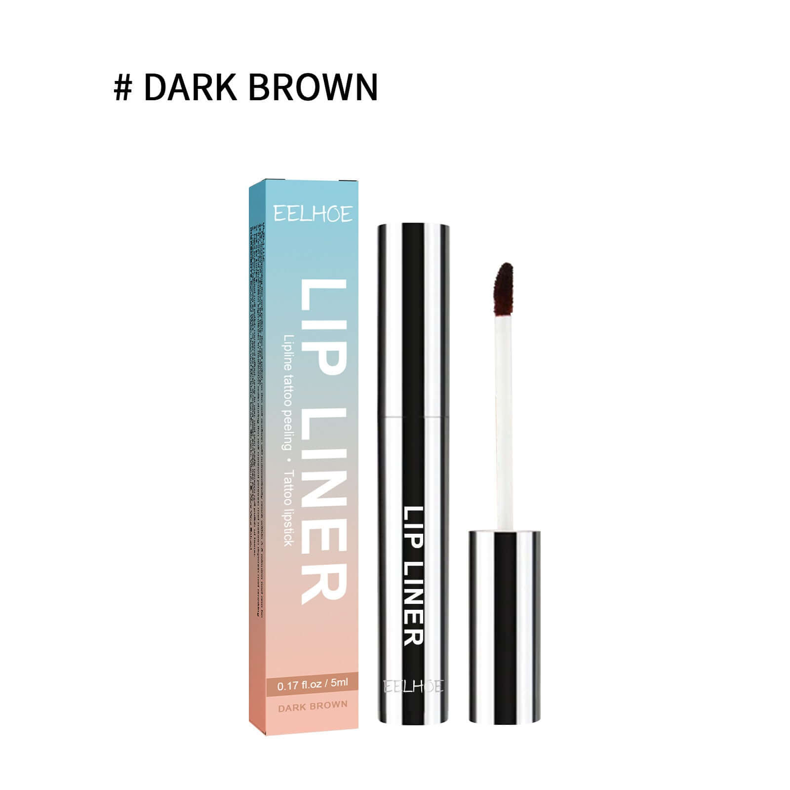 Lip Liner Waterproof Dark Brown de EELHOE avec applicateur pour un contour des lèvres parfait.