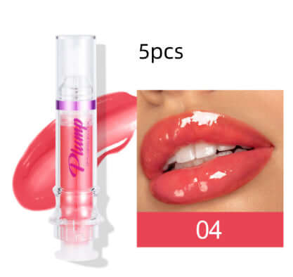 Liquid lipstick légèrement épicé en teinte 04, présentation de 5 pièces avec applicateur et couleur brillante.