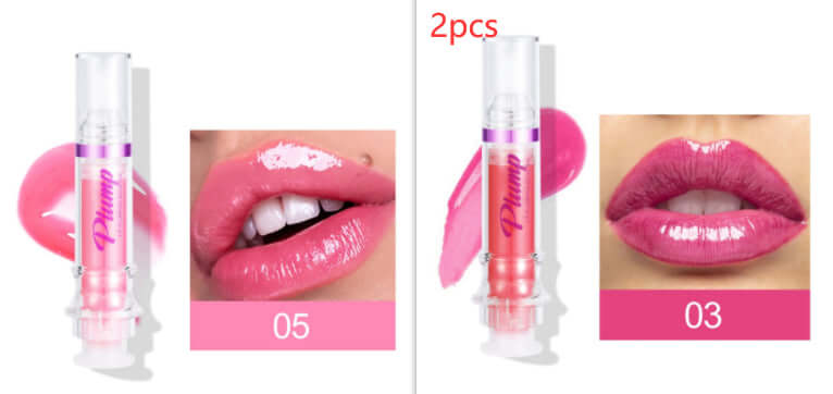 Liquid lipstick légèrement épicé en promotion avec deux teintes sur des lèvres brillantes et séduisantes.
