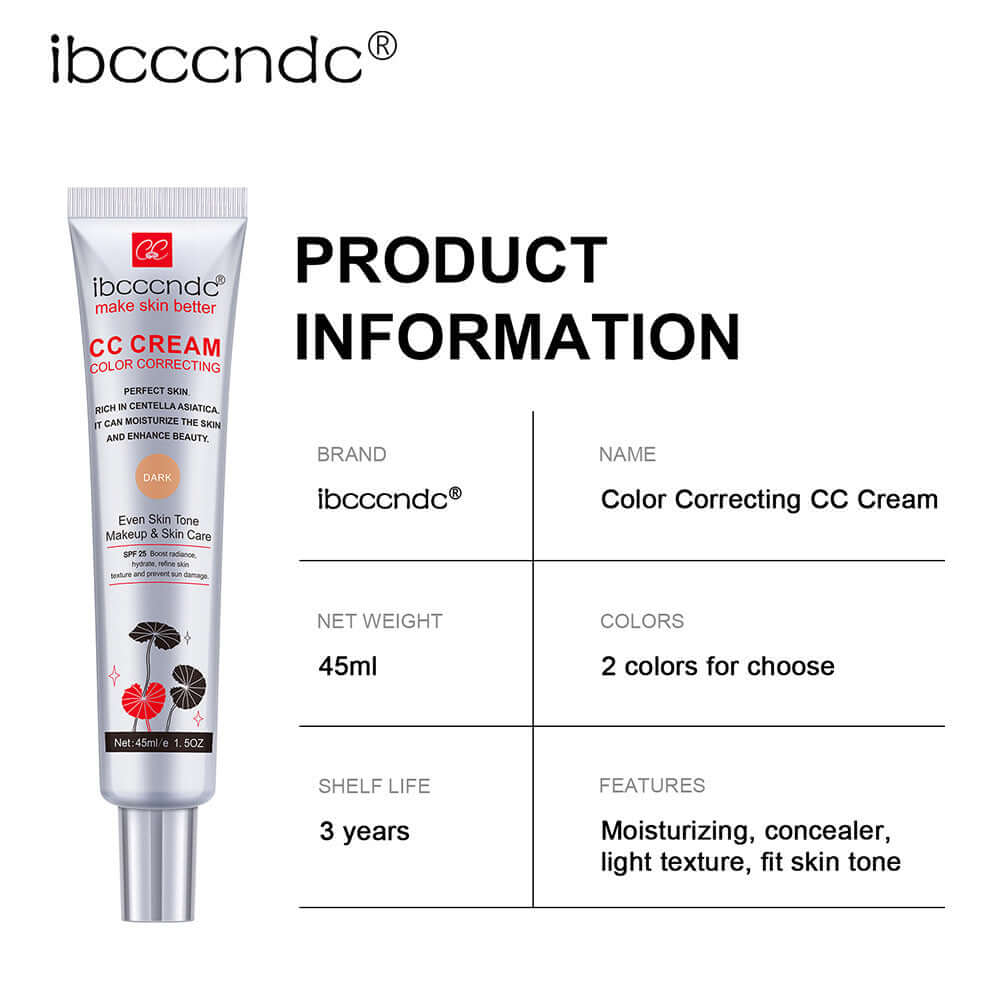 CC cream waterproof anti-sweat packaging with product information and details.