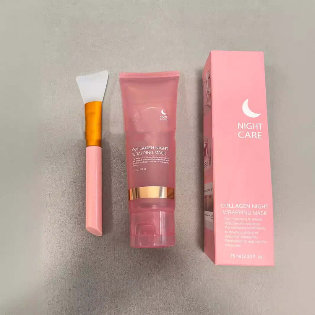 Masque de nuit au collagène Norelia Beauty avec applicateur, soin réparateur intensif pour la peau.